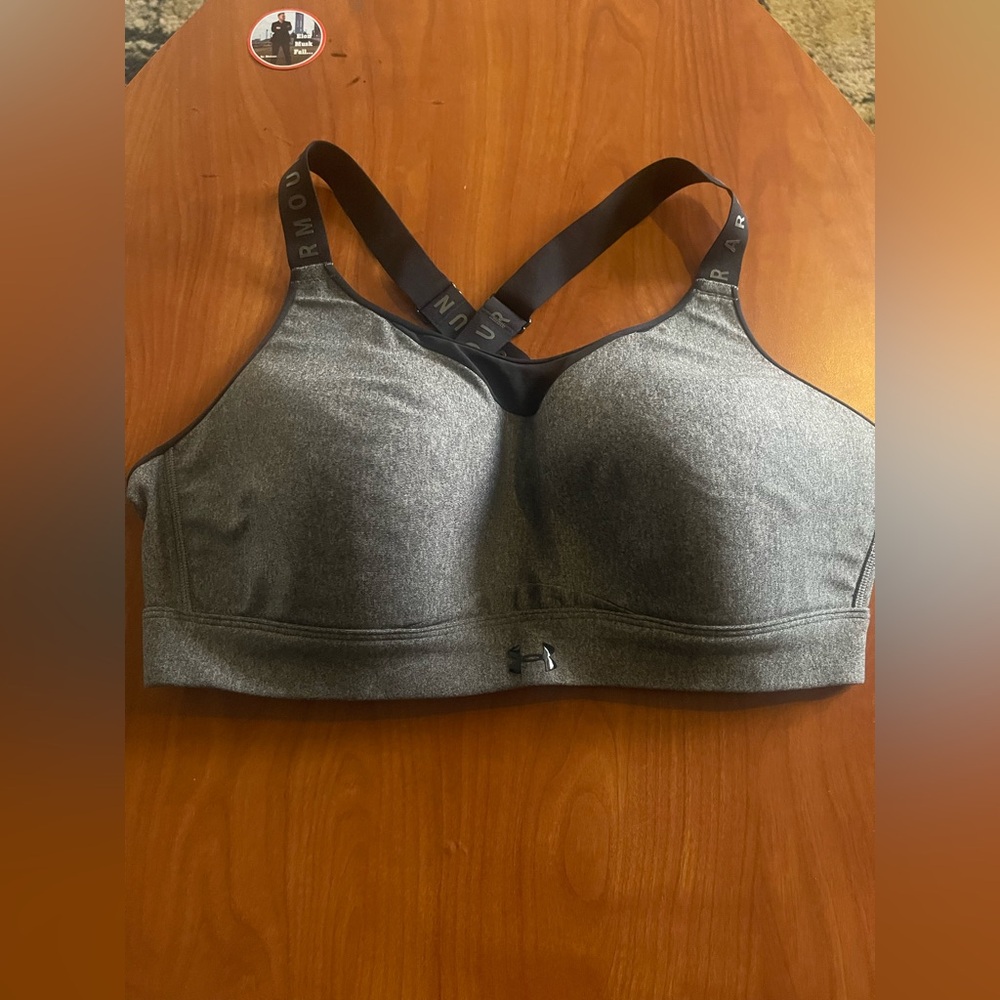 Under Armour Gray High-Support Sports Bra with Cross Straps